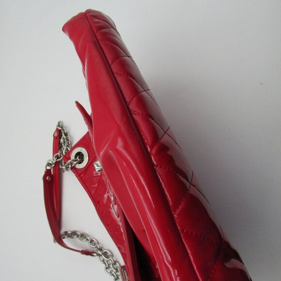 Coach Liquid Gloss Collection Red High Shine Shoulder Bag Purse Chain Strap - Picture 16 of 16